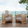 Christopher Knight Home Atoka Outdoor Rustic Acacia Wood and Rope Club Chair with Water-Resistant Cushions (Set of 2) - 2 of 4