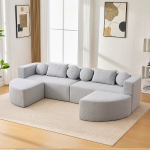 Whisen Boneless Couch Modular Sectional Sofa & Compression Sofa with Deep Seating and Curved Design - 1 of 4
