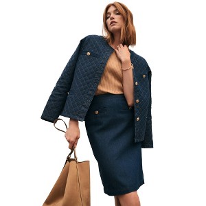 Jessica London Classic Cotton Denim Short Skirt - 1 of 2