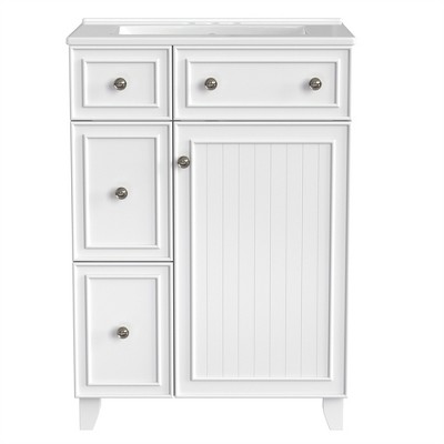 OUTSUPPLY Bathroom Vanity with Ceramic Sink, 2 Drawers & Storage Cabinet, Easy Assembly