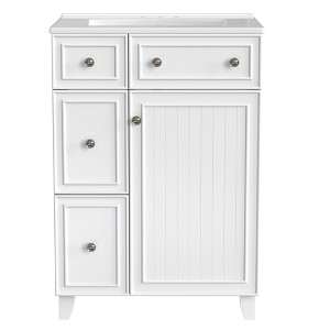 OUTSUPPLY Bathroom Vanity with Ceramic Sink, 2 Drawers & Storage Cabinet, Easy Assembly - 1 of 4
