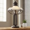 Franklin Iron Works Rustic Industrial Table Lamp Open Cage 26.5" High Rust Bronze Half Dome Glass Shade for Living Room Bedroom Nightstand - 2 of 4
