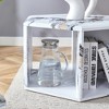 Syemin End Table, Hexagonal Accent Table with Compartments, Marble Effect, Suitable for Living Room, Lounge, White, 25"*21.6"*14" - 3 of 4