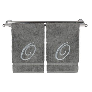 BC BARE COTTON Monogrammed Washcloth Towel, Personalized Gift, 13x13 Inches - Set of 2 - Gray - Silver Script - 1 of 1