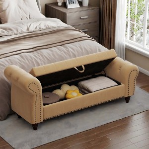 NicBex Modern 64.5" Tufted Storage Bench with Velvet Upholstery for Bedroom and Living Room - 1 of 4