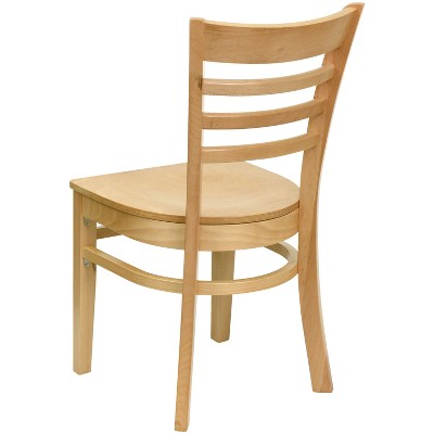 Natural Wood Ladderback High Slat Side Chair in Beige