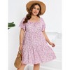 LXT- Women's Plus Size Square Neck Ruffle Sleeve Flowy Floral Summer Midi Dress with Pockets - 2 of 4