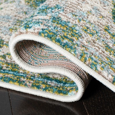 Elysian Fields Hand-Knotted Easy-Care Green/Blue Synthetic Rug - 2'2" x 4'
