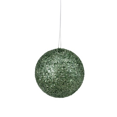 Allstate Floral Holographic Glitter Emerald Green Shatterproof Christmas Ball Ornament 4.75" (120mm)