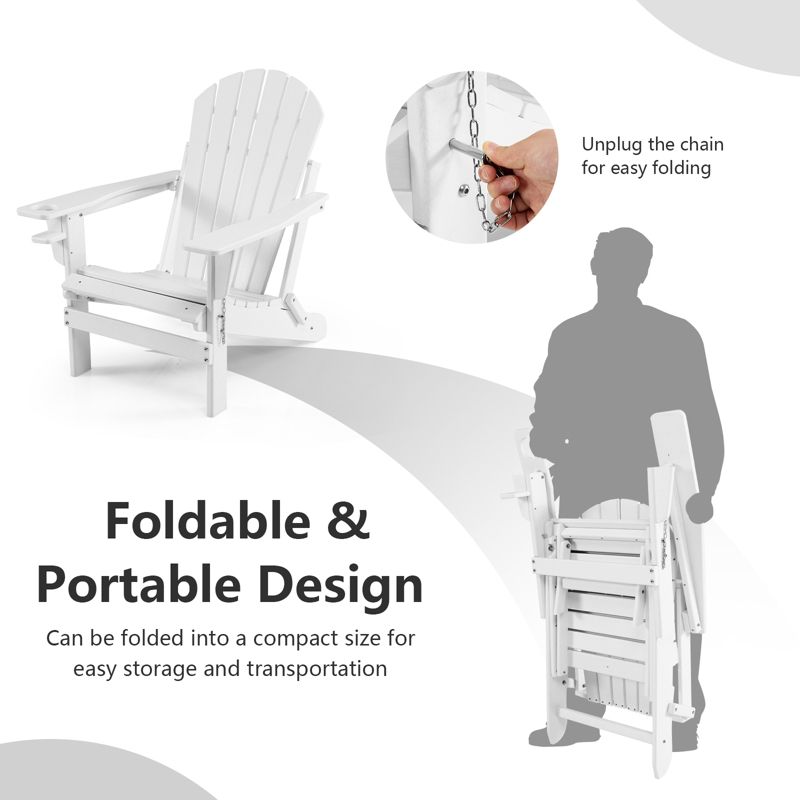 Tangkula 2PCS Adirondack Chair W/Ergonomic Design&Ottoman Outdoor Armchair HDPE chair for Yard&Patio Black/Coffee/Grey/Turquoise/White, 5 of 9