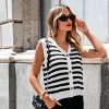 Women's Black & White Stripe V-Neck Button-Up Vest - Cupshe - 2 of 4