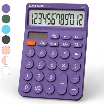 CATIGA 12 Digit Desktop Calculator with Large LCD Display, 4 Functions, Round Design Big Button, for Office, Home, School, SD-1292