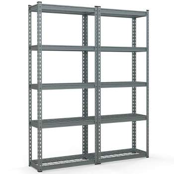 Tangkula 2 PCS 5-Tier Metal Shelving Unit Heavy Duty Wire Storage Rack with Anti-slip Foot Pads