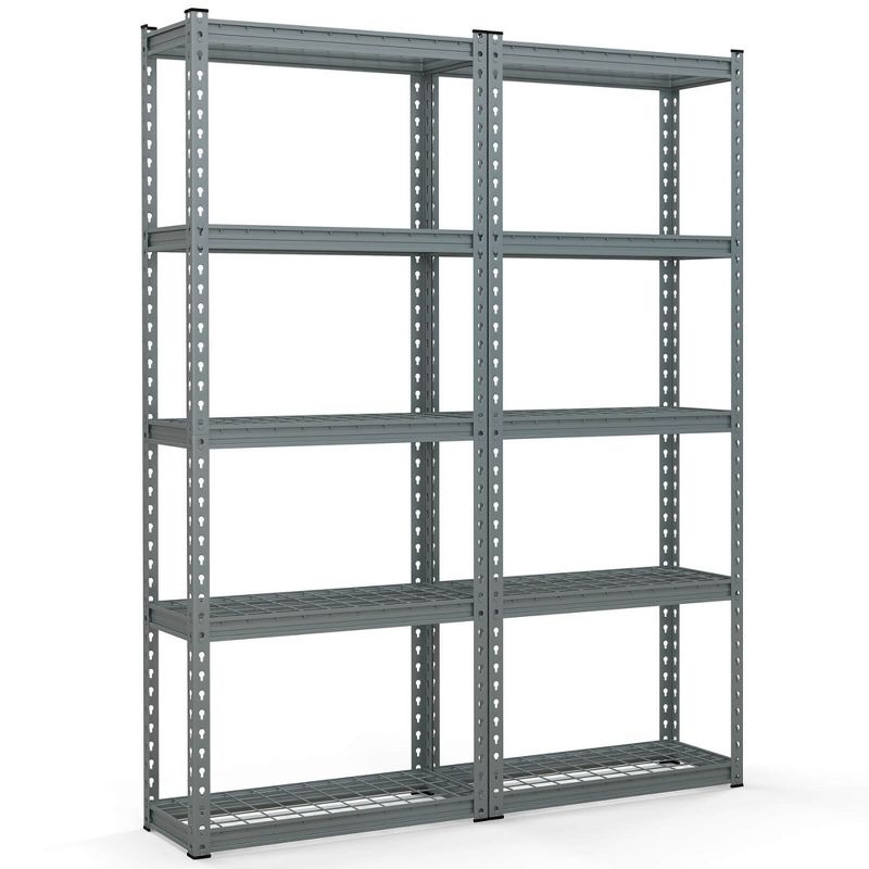 Tangkula 2 PCS 5-Tier Metal Shelving Unit Heavy Duty Wire Storage Rack with Anti-slip Foot Pads, 1 of 10