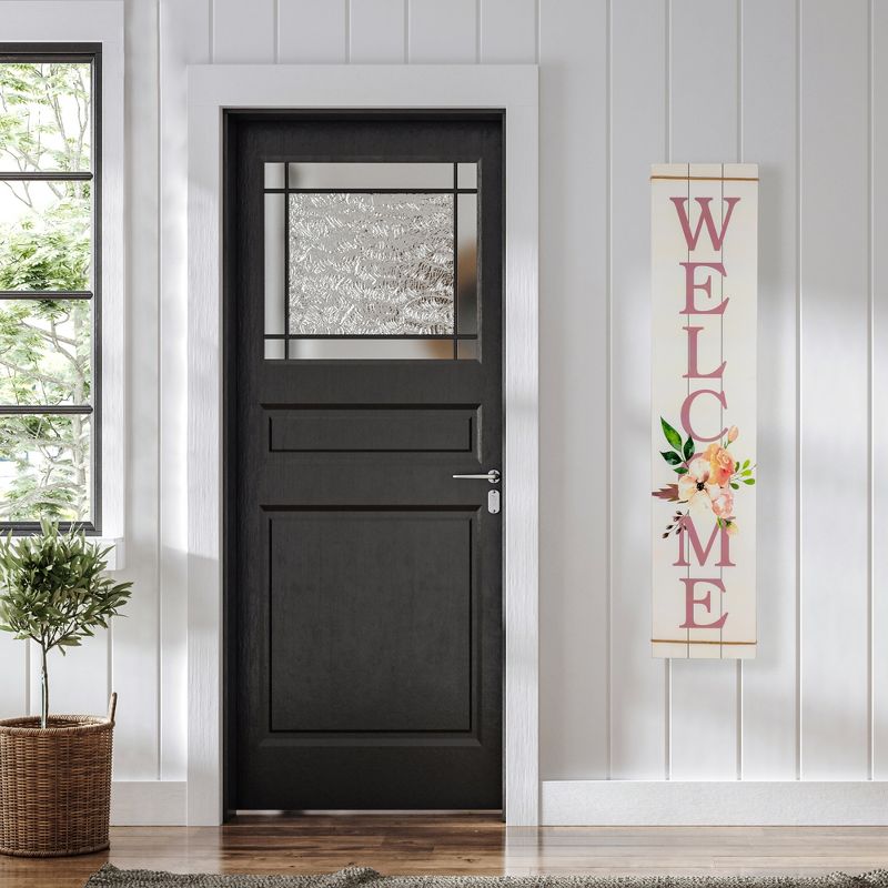 Northlight 48.5" Floral "Welcome" Wooden Spring Porch Board Sign Decoration, 2 of 6