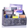Mela Artisans Rustic Wooden Desk Organizer Multifunctional Desktop Caddy for Documents, Mails, Pens, Utensils, and More - Blackwash Finish - 2 of 2