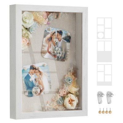 SONGMICS A4 Shadow Box Frame, 1.3-Inch Deep Memory Display Case for Desk Wall Decor, Box Picture Photo Frame