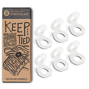 The Original Stretchlace Shoelace Knot Clips – White Shoe Lace Bow Holder Accessory (3 Pair) - 1 of 4