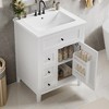 FAMYYT 24 in. Single Sink Freestanding White Bath Vanity with White Ceramic Top, Adjustable Shelf, 3 Drawers, Door Racks - 2 of 4