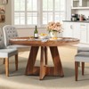 Lirago 47" Round Solid Wood Dining Table Farmhouse Style Kitchen Table 4 Person Dinner Table Rustic Country Dining Furniture Brown - 3 of 4