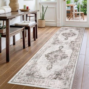 Washable Vintage Area Rugs - Soft Boho Farmhouse Large Low Pile Non-Slip Carpet for Living Room, Dining Room Bedroom - 1 of 4