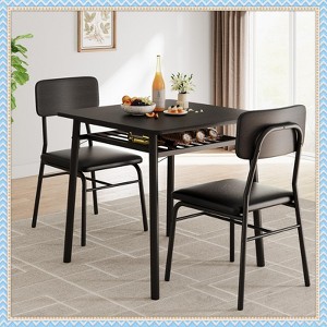 Jojoka 3-Piece Dining Table Set for 2 with Storage Rack – Space-Saving Kitchen Table and 2 Chairs for Small Apartment, Breakfast Nook, Dining Room - 1 of 4
