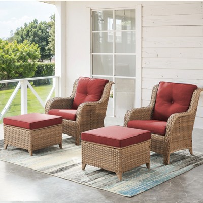 Gymojoy Outdoor Patio Chair Table with Ottoman High Back Club Chair