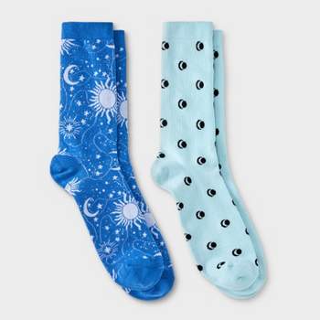 Men's Moon & Stars Print Crew Socks 2pk - Original Use™ 6-12