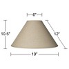Springcrest Fine Burlap Large Empire Lamp Shade 6" Top x 19" Bottom x 10.5" High x 12" Slant (Spider) Replacement with Harp and Finial - 4 of 4