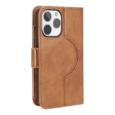 SaharaCase Folio Wallet MagSafe Phone Case for iPhone 15 Pro Max Shock Absorbing Brown (CP00481)