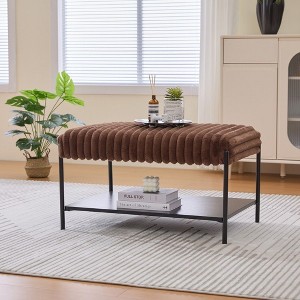 NicBex Upholstered Bench,Modern Ottoman with Metal Legs and Open Storage Shelf for Living Room,Entryway - 1 of 4