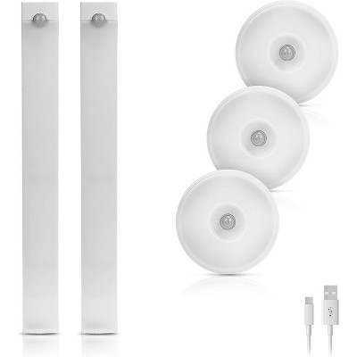 iHome Rechargeable Auto Sensing Light Bars, Motion Sensor, Dimmable, Auto/Always-On Modes, Easy Installation (5-Pack (2 Light Bars & 3 Puck)