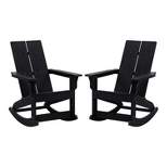 Emma and Oliver Set of 2 Modern All-Weather Poly Resin Adirondack Rocking Chairs for Indoor/Outdoor Use