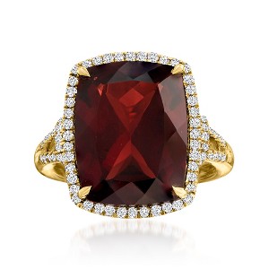 Ross-Simons 13.00 Carat Garnet and .41 ct. t.w. Diamond Ring in 14kt Yellow Gold - 1 of 4