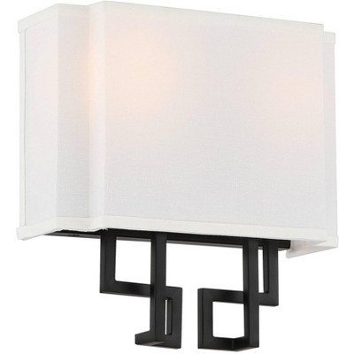Minka Lavery Modern Wall Light Sconce Coal Hardwired 9 3/4" Fixture White Fabric Rectangular Shade for Bedroom Bathroom Reading