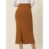 INSPIRE CHIC Women's Elastic High Waist Slit Hem Stretchy Ribbed Knit Bodycon Midi Skirts - 4 of 4