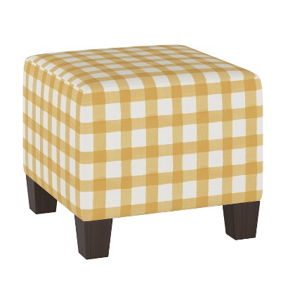 Square Ottoman Buffalo Gingham Buttercup - Skyline Furniture