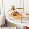 Gold Bar Carts with 4-Tiers Storage Shelves，Mobile Bar Seving Carts On Wheels with Wine Rack and Glass Holder - 4 of 4