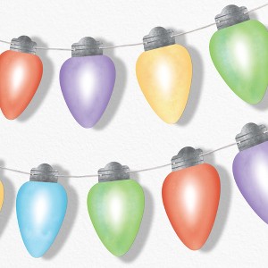 Big Dot of Happiness Christmas Light Bulbs Garland Banner, Holiday Decorations Backdrop, 30 Feet of Cord, 15 Paper Xmas Lightbulb Shapes Double-Sided - 1 of 4