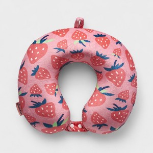 Super Soft Travel Pillow with Memory Foam & Removable Cover in Strawberry Bliss - 1 of 4