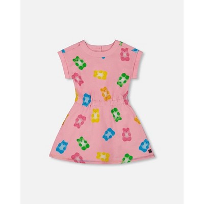 Deux par Deux Girl Printed French Terry Dress Pink Multicolored Gummies