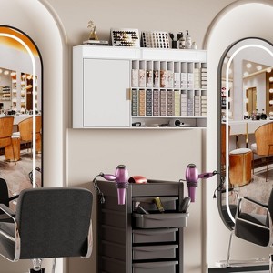 PAKASEPT Hair Color Organizer Rack, Wall Mounted Salon Storage Cabinet with Adjustable Shelves, Hair Dye Display for Salon, Barber Shop - 1 of 4