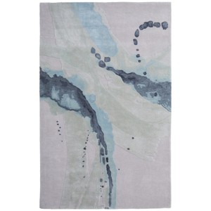 Kawai Modern Abstract Green/Blue/Ivory Area Rug - 1 of 4