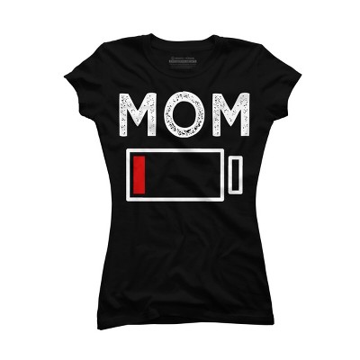 Junior's Design By Humans Mom Low Battery Alert By shirtpublic T-Shirt