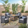Christopher Knight Home Rosedale Outdoor Polypropylene and Lightweight Concrete 4 Seater Chat Set with Fire Pit - 2 of 4