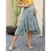 Coolmee Women's Maternity Maxi Skirt High Waist Boho Floral Fashion Ruffle Casual Flowy Swing Pleated A Line Long Skirts - 4 of 4