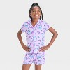 Girls' Hello Kitty Button-Up Pajama Set - Pink - 3 of 4