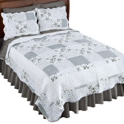 Collections Etc Hadley Floral Patchwork Reversible Lightweight Quilt ...