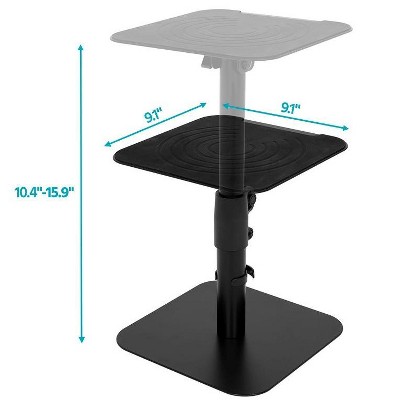 Adjustable Black Metal Desktop Speaker Stands with Cable Management