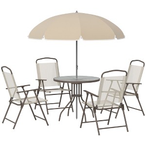 PAGED Patio Dining Set Outdoor Table and Chairs with Glass Table and Umbrella for Outdoor, Garden, Backyard - 1 of 4